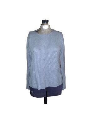 Women's Unbranded Light Blue Ribbed Crew Neck Sweater M